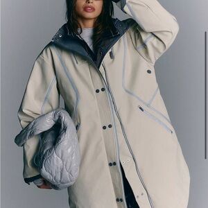 Free people moon magic reflective rain parka whipped cream size M NWT
